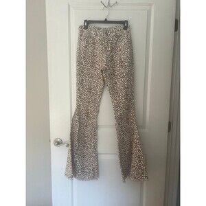 Saints & Hearts Stretchy Leopard Print Bell Bottom jeans 28/44